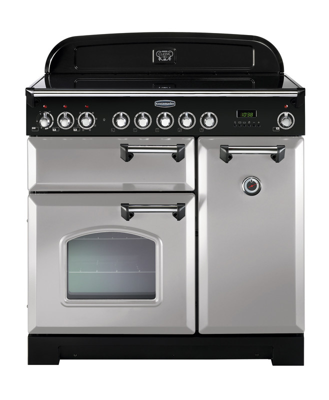 Rangemaster Classic Deluxe 90 Induction Royal Pearl with Chrome trim