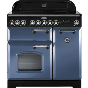 Rangemaster Classic Deluxe 90 Induction Stone Blue with Chrome trim