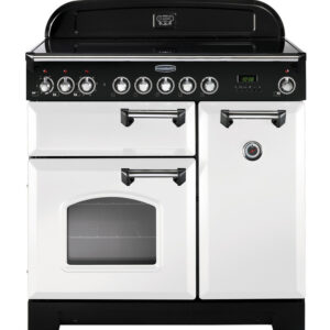 Rangemaster Classic Deluxe 90 Induction White with Chrome trim