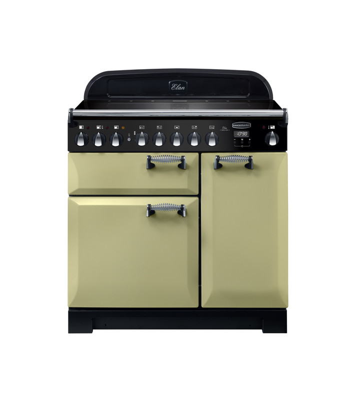 Rangemaster Elan Deluxe 90 Induction Olive Green with Chrome trim