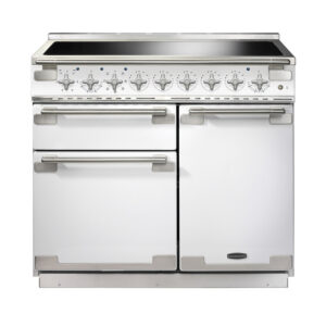 Rangemaster Elise 100 Induction White with Brushed Nickel trim