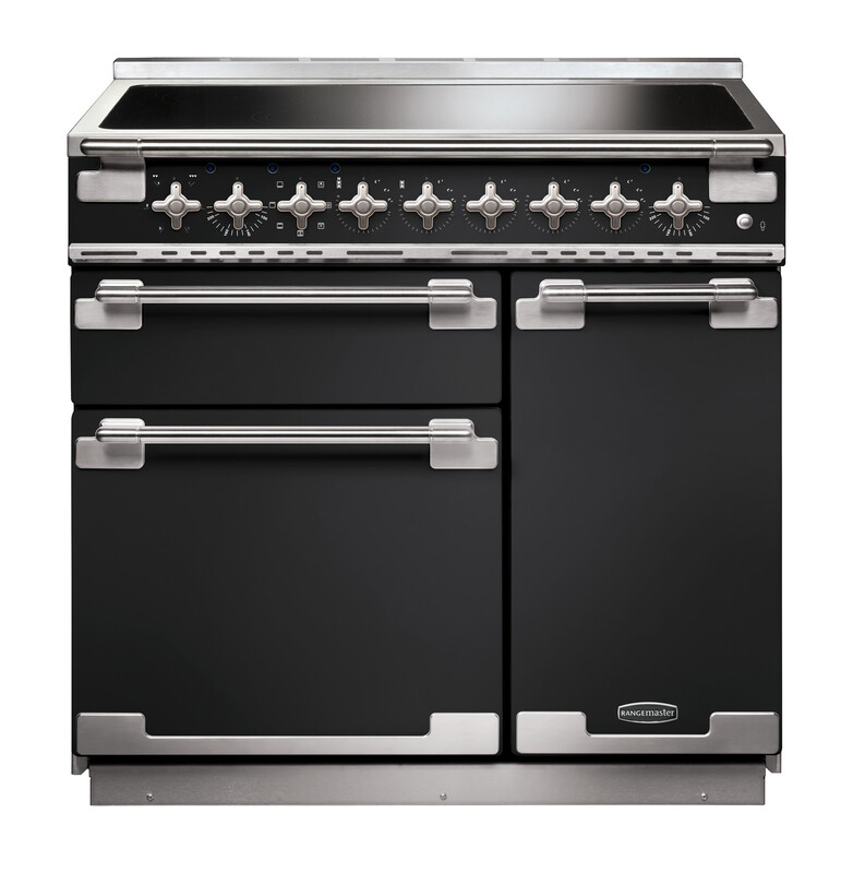Rangemaster Elise 90 Induction Charcoal Black with Brushed Nickel trim
