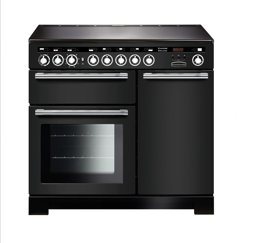 Rangemaster Encore Deluxe 100 Induction Charcoal Black with Chrome trim