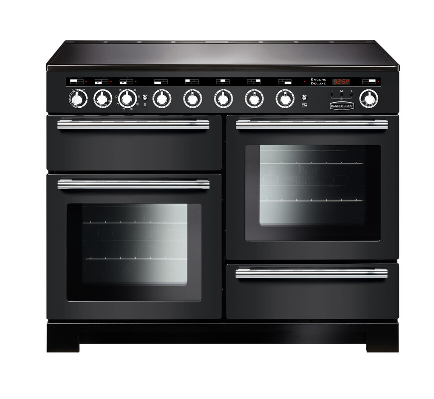 Rangemaster Encore Deluxe 110 Induction Charcoal Black with Chrome trim Rangemaster Encore Deluxe 110 Induction Charcoal Black with Chrome trim