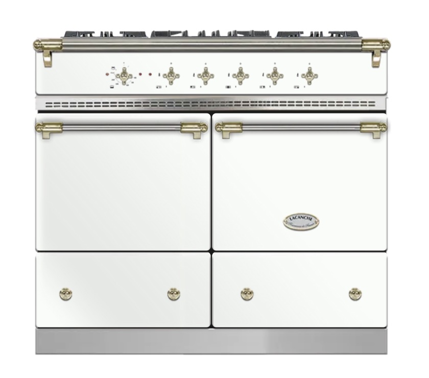 Lacanche Cluny Classic 100cm Dual Fuel Classic Hob in White with Brass Trim