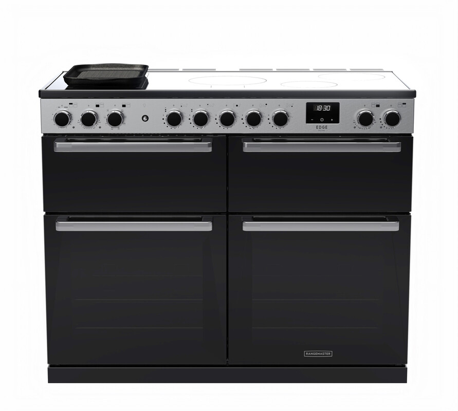Rangemaster Edge Deluxe 110 Induction Black Glass with Chrome trim