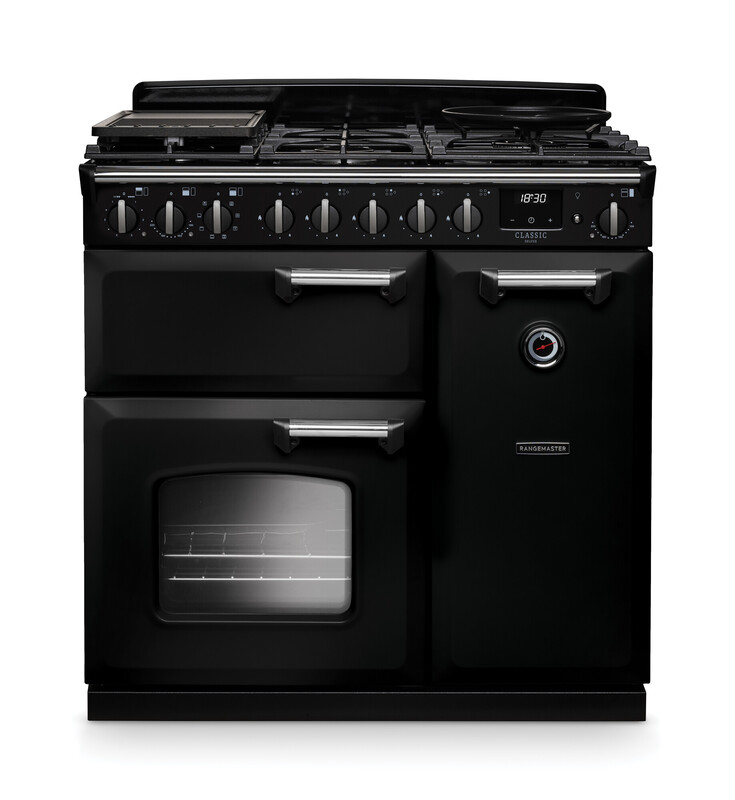Classic Deluxe 90 Dual Fuel Gloss Black with Chrome trim